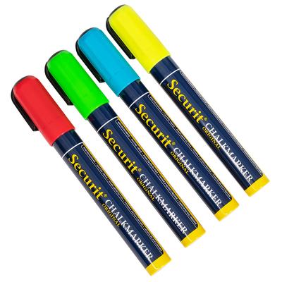 American Metalcraft SMA510V4 Securit Small Tip Chalk Marker - 4 Assorted Colors