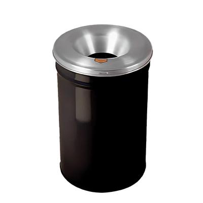 Justrite 26612K 12 gallon Cease-Fire Safety Waste Receptacle w/ Aluminum Head - Steel, Black