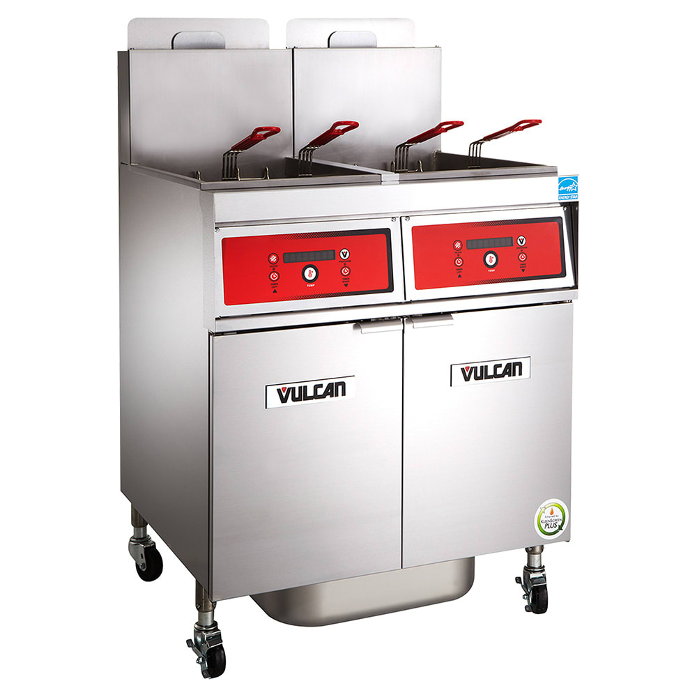 Vulcan 4VK85CF NG Commercial Gas Fryer - (4) 90 lb Vats, Floor Model, Natural Gas, Stainless Steel, Gas Type: NG