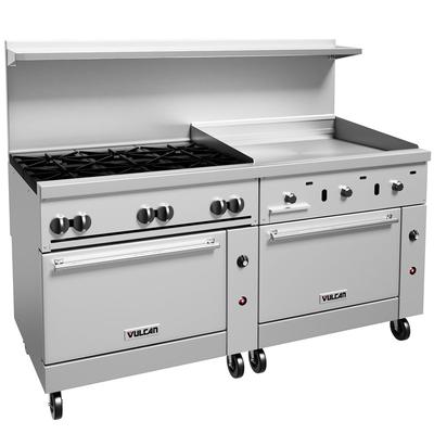 Vulcan 72SC-6B36G NG 72" 6 Burner Commercial Gas Range w/ Griddle, 1 Standard Oven, & 1 Convection Oven, Natural Gas, 6 Burners & 36" Griddle, 1 Standard Oven & 1 Convection Oven, Stainless Steel, Gas Type: NG