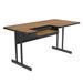 Correll BL3060-06-09-09 Rectangular Bi Level Work Station, 60"W x 30"D - Medium Oak/Black T-Mold, Brown