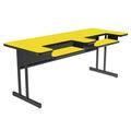 Correll BL3072-38-09-09 Rectangular Bi Level Work Station, 72"W x 30"D - Yellow/Black T-Mold