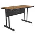 Correll WS2460-06-09-09 Rectangular Desk Height Work Station, 60"W x 24"D - Medium Oak/Black T-Mold, Brown