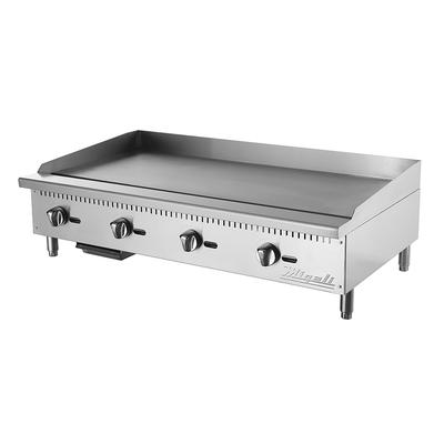 Migali C-G48T 48" Gas Commercial Griddle w/ Thermostatic Controls - 1" Steel Plate, Convertible, Stainless Steel, Gas Type: Convertible