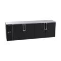 Krowne BS108L-BSS 108" Bar Refrigerator - 4 Swinging Solid Doors, Black, 115v, Stainless Top & Sides