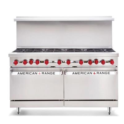American Range AR-8B-24RG-CC NG 60" 8 Burner Commercial Gas Range w/ Griddle/Broiler & 2 Convection Ovens, Natural Gas, Stainless Steel, Gas Type: NG