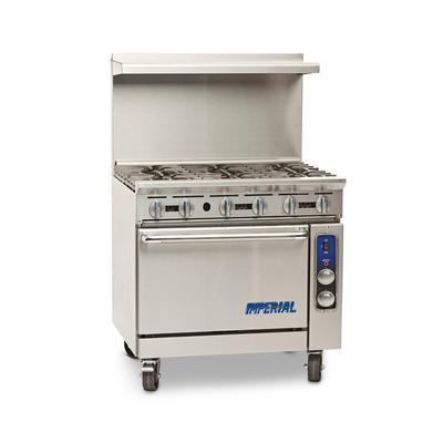 Imperial IR-6-C LP 36" 6 Burner Commercial Gas Range w/ Convection Oven, Liquid Propane, 6 Open Burners, Stainless Steel, Gas Type: LP, 120 V