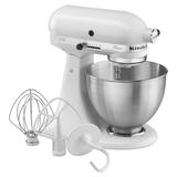KitchenAid K45SSWH Classic 10 Speed Stand Mixer w/ 4 1/2 qt Stainless Bowl & Accessories, White, 120v