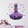 Purple Skirt Princess Wall Stickers for Girls Room Daughter Room I am Brave Inspirational Wall