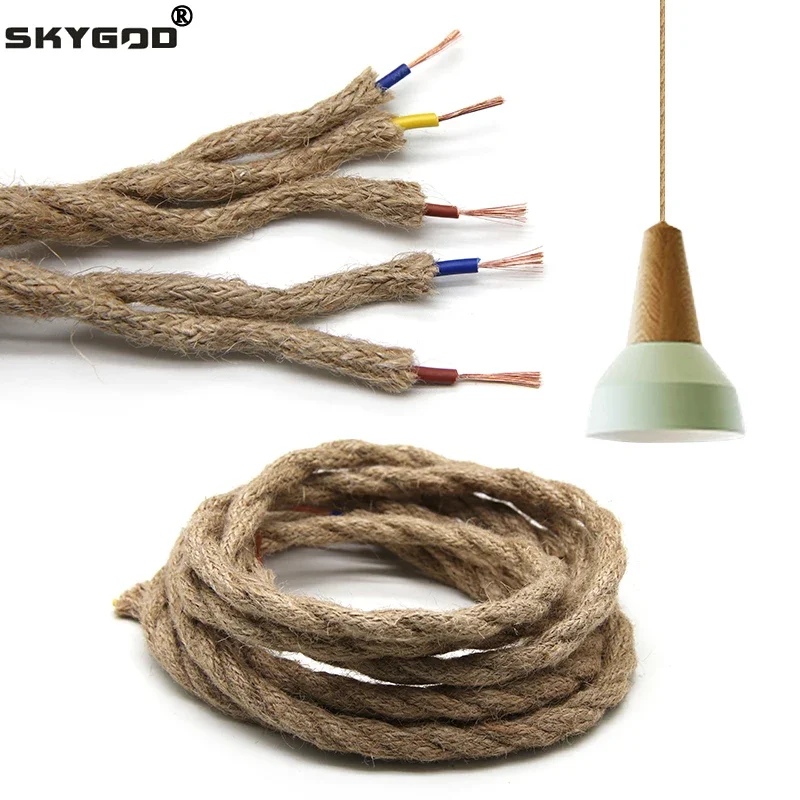 1/3/5/10 m Hanfseil Elektrischer Draht Twisted Kabel 2/3 Kerne Für DIY Retro Licht Bar Dekor Retro Stil Kupfer Vintage Lampe Linie