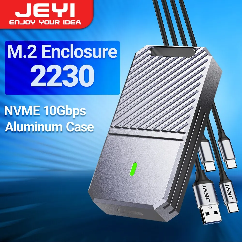 Jeyi 2230 nvme ssd gehäuse, pcie usb 3,2 10gbps aluminium m.2 case tragbare externe solid-state disk box unterstützt uasp trim Image