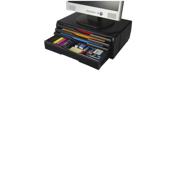 Exponent Monitorständer schwarz mit 4 Schubladen schwarz, 41.6x14.1x28 cm Image