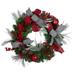 Plaid and Houndstooth and Red Berries Artificial Christmas Wreath - 24-Inch Unlit - 24"