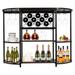 Freestanding Wine Rack Table Wine Bar Cabinet with Storage Shelves