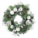 Green Pine Needle Wreath with Pinecones and Christmas Ornaments 24-Inch Unlit - 24"