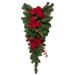 30'' Red Poinsettia and Gold Pine Cone Artificial Christmas Teardrop Swag Unlit - 30'