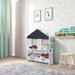 Children's Multi-Functional House Bookcase Toy Storage Bin Floor Cabinet with Blackboard