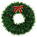 17-Inch Pre-Lit Green Tinsel Artificial Christmas Wreath with Bow - Clear LED Lights - 17"