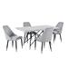 5 Piece Faux Marble Top Rectangular Dining Table Set in White and Grey