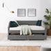 Striped Upholstered Tufted Sofa Bed Frame with 2 Drawers Daybed, Trapezoidal Arm Loveseat Reclining Sofa, No Box Spring Needed