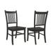 Set of 2 Slat Back Dining Side Chairs in Matte Black