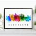 Pera Print Cleveland Skyline Ohio Poster Cleveland Cityscape Painting Unframed Poster Cleveland Ohio Poster Ohio Home Office Wall Decor - 5x7 Inches