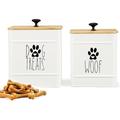 PERFNIQUE Dog Treat Container Dog Treat Jar Set of 2 with Airtight Lid Dog Cookie Jar for kitchen Counter Pet Treat Container Dog Treat Canister and Storage 7.8x6.2 & 7.3x5.5(White)