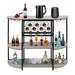 Freestanding Wine Rack Table Wine Bar Cabinet with Storage Shelves