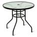32 Patio Round Table Tempered Glass Steel Frame Outdoor Pool Yard Garden
