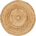 Round Shape Braided Rug Floor Rug mat Cotton Home Decor Rug Circular Meditation mat Yoga mat Jute Rug Solid Area Rugs (4 feet Natural)