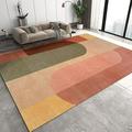 Boho Style Pink Orange Geometric Pattern Area Rug Retro Indoor Rugs With Non-Slip Rubber Backing Decorative Large Outdoor Carpet For Living Room Boys Bedroom Sports Room 5 x 7