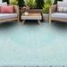 Alise Rugs Exo Coastal Oriental Indoor/Outdoor Area Rug Aqua/Cream 4 x 5 3 4 x 6 Indoor Living Room Bedroom Dining Room Rectangle