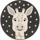 Hauteloom Kids Room Nursery Round Area Rug - Outdoor Patio Safe - Animal Baby Giraffe Playroom Carpet - Beige Gray Black Cream - 5 3