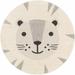 Hauteloom Kids Room Nursery Round Area Rug - Outdoor Patio Safe - Animal Baby Lion Playroom Carpet - Beige Gray Black Cream - 5 3