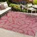 Nevis Palm Frond Fuchsia/Light Gray 3 ft. x 5 ft. Indoor/Outdoor Area Rug