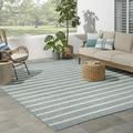 Nourison Positano Indoor/Outdoor Aqua Ivory 8 x 10 Area Rug (8x10)