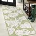 Tobago High-Low Two-Tone Monstera Leaf Light Green/Ivory 2 ft. x 8 ft. Indoor/Outdoor Runner Rug