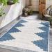 Hauteloom Djugun Outdoor Area Rug - Outside Porch Patio Rug Carpet - Waterproof Rug - Geometric - Blue Gray Cream Beige - 8 10 x 12