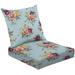 2-Piece Deep Seating Cushion Set violet orange mustered flowers bunches grey leaves blue Outdoor Chair Solid Rectangle Patio Cushion Set