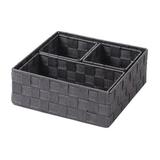 Hand Woven Nylon Storage Basket 1 Pcs Grey Woven Baskets Cube Bin Container Tote Organizer Divider Grocery Remote Control Holder Desktop Organizer