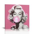 FLORID Marilyn Monroe Print Wall Art Poster Pink Bubble Gum Canvas Print Monroe Wall Art Design Elegant Dress New Canvas