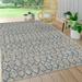 Ourika Moroccan Geometric Textured Weave Light Gray/Navy 4 ft. x 6 ft. Indoor/Outdoor Area Rug