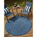 Unique Loom Spatial Indoor/Outdoor Trellis Textured Rug Navy Blue/Ivory 5 3 Round Textured Trellis Modern Perfect For Dining Room Entryway Bed Room Kids Room