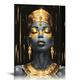 JEUXUS African American Cavnas Wall Art Elegant Black Woman with Gold Necklace Crown Butterfly Painting Fashion Charming Woman Poster Picture for Bedroom Living Room Decor (12x16ï¼‰