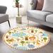 LaModaHome Rounded Rug Safari Map Round Area RugNon-Slip Rug Washable Mat Child Stain Resistant Living Room Kitchen Carpet 5.2X5.2ft(160X160cm)