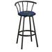The Furniture King Bar Stool 29 Tall Black Metal Finish with an Outdoor Adventure Themed Decal (Fishing Green - Blue)