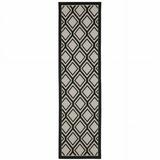 HomeRoots 2 x 7 ft. Beige Geometric Stain Resistant Indoor & Outdoor Rectangle Area Rug - Beige and Black - 2 x 7 ft.