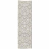 HomeRoots 2 x 7 ft. Gray Geometric Stain Resistant Indoor & Outdoor Rectangle Area Rug - Gray and Ivory - 2 x 7 ft.