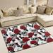 Dreamtimes Skull and Red Rose Area Rug 4 x5 Pet & Child Friendly Carpet Indoor Outdoor Soft Rug Washable Non Slip Comfortable Area Rug