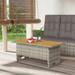 Gecheer Gray Patio Table Solid Wood Acacia&Poly Rattan Lift Up Design Outdoor Furniture